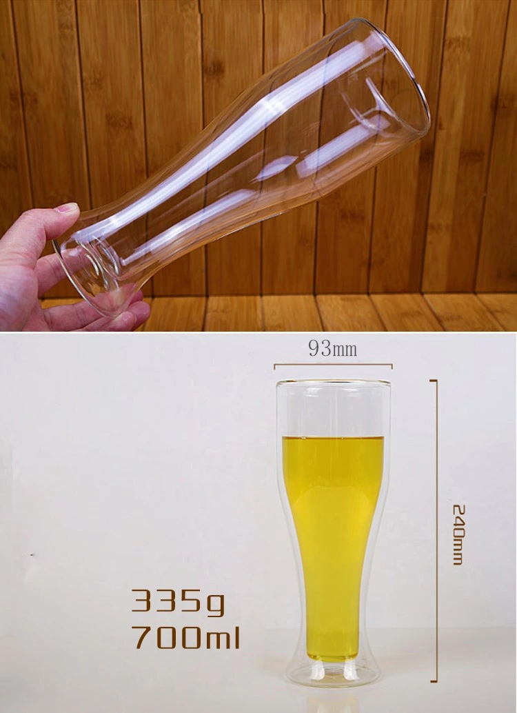 Upside Down Beer Bottle Shape Double Wall Glass Beer Cup Juice Cup Drinking Glass Beer Thunder Tumbler