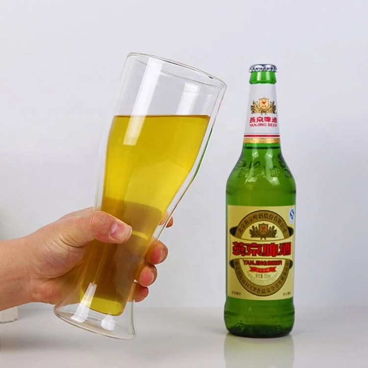 Upside Down Beer Bottle Shape Double Wall Glass Beer Cup Juice Cup Drinking Glass Beer Thunder Tumbler