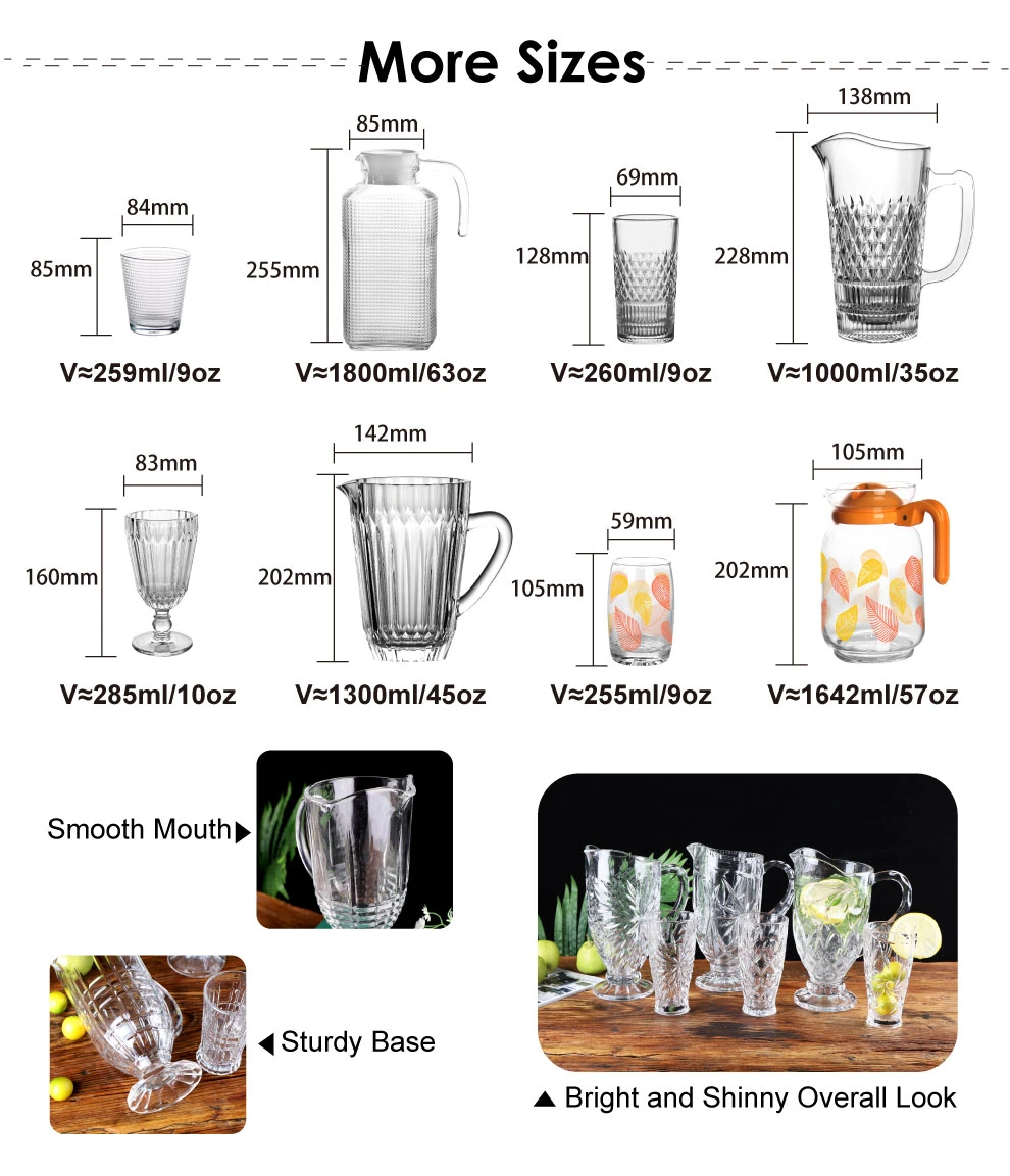 Wholesale Glassware 7PCS Drinking Set Wine Glass Water China Stem Drinks Glass Jug Set Kettle Pot