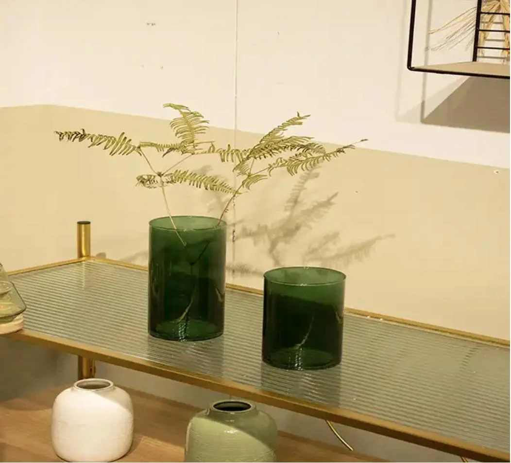 Round Tall Acrylic Glass Flower Vase Green Clear Cylinder Acrylic Flower Vase