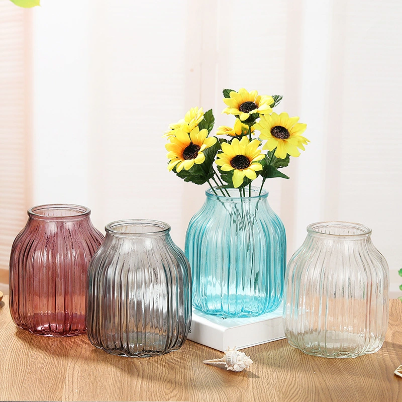 Transparent European-Style Pastoral Glass Vase in Living Room for Home Decoration