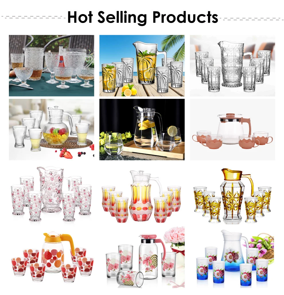 Wholesale Glassware 7PCS Drinking Set Wine Glass Water China Stem Drinks Glass Jug Set Kettle Pot