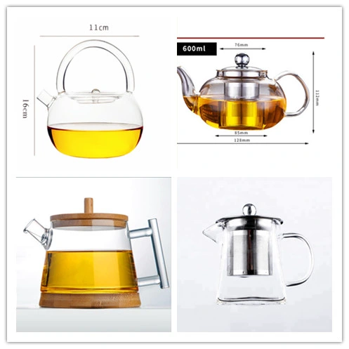 400ml 600ml 800ml 1000ml 1200ml Classic Pyrex High Borosilicate Glass Home Use Tea Pot Kettle, Teapot with Glass Lid and Filter