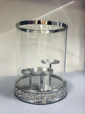 ODM Crystal Diamond Glass y portavelas de metal con 3 juegos de pilares para bodas Proponer fiestas Vacaciones y habitación / Baño / Dormitorio / Decoración del hogar