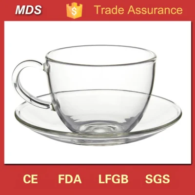 Tazas y platillos de té de vidrio transparente de alto borosilicato baratos