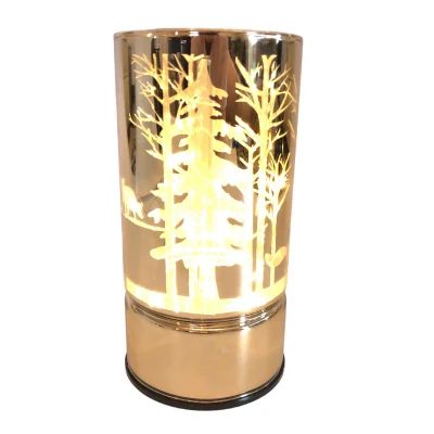 Portavelas de metal dorado y vidrio navideño con luz LED para decoración del hogar