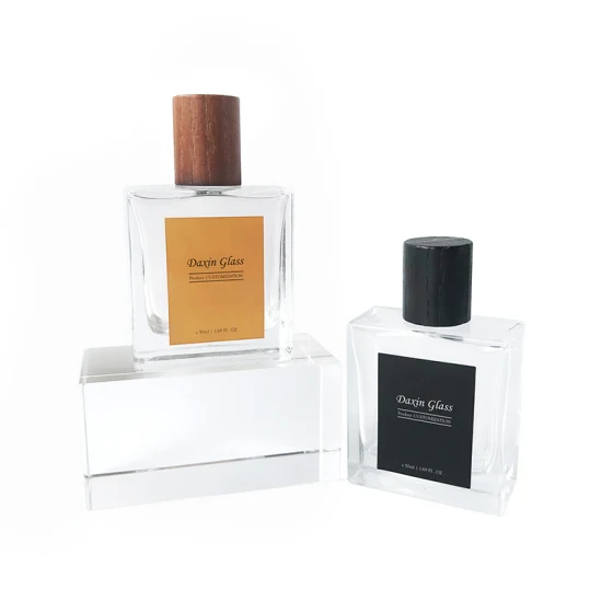 Venta caliente Nuevo diseño Botellas de perfume vacías Botellas de perfume vintage de lujo de vidrio 50 ml con tapas y caja