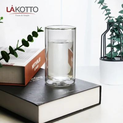 Gran oferta con asa de doble pared Lakotto vaso de vidrio para beber té cristalería