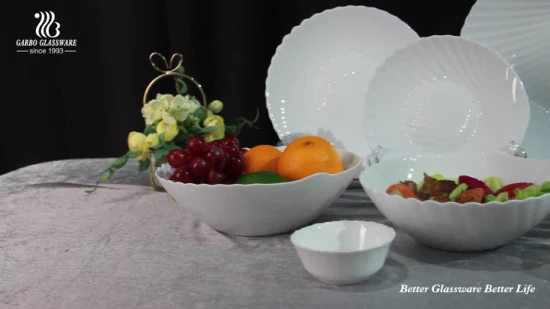 Plato de comida de cena de forma irregular de cristal de ópalo blanco de boda al por mayor